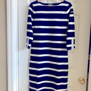 Lauren Jeans Co. Women blue & white striped dress